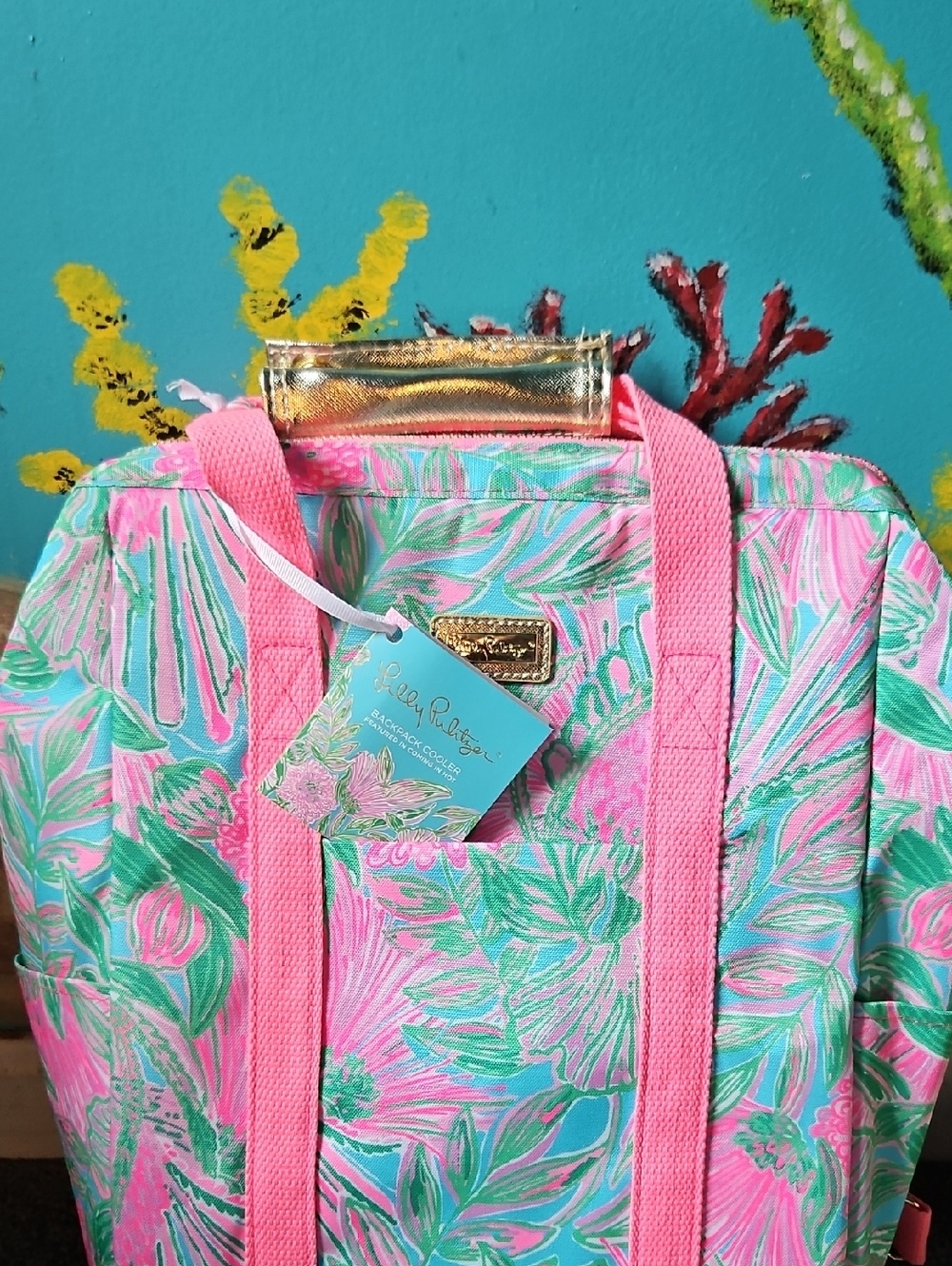 Lilly Pulitzer Pink & Aqua Floral Backpack Cooler